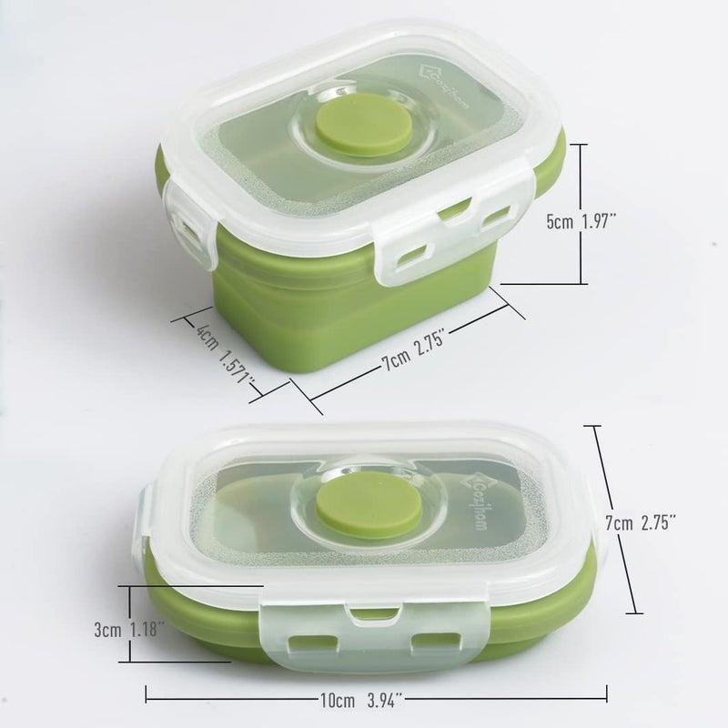 Cozihom Collapsible Silicone Food Storage Container, Portion Control Container with Clip-on Lid, Stackable, Space Saving, Microwave/Fridge/Freezer/Dishwasher Safe, 5 Oz, Pack of 4 - Image 5
